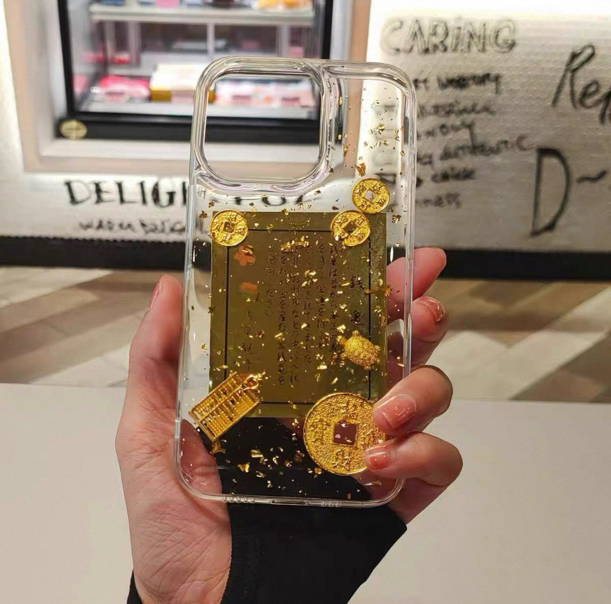 Auspicious Golden Lock Beaded Pendant With Phone Case