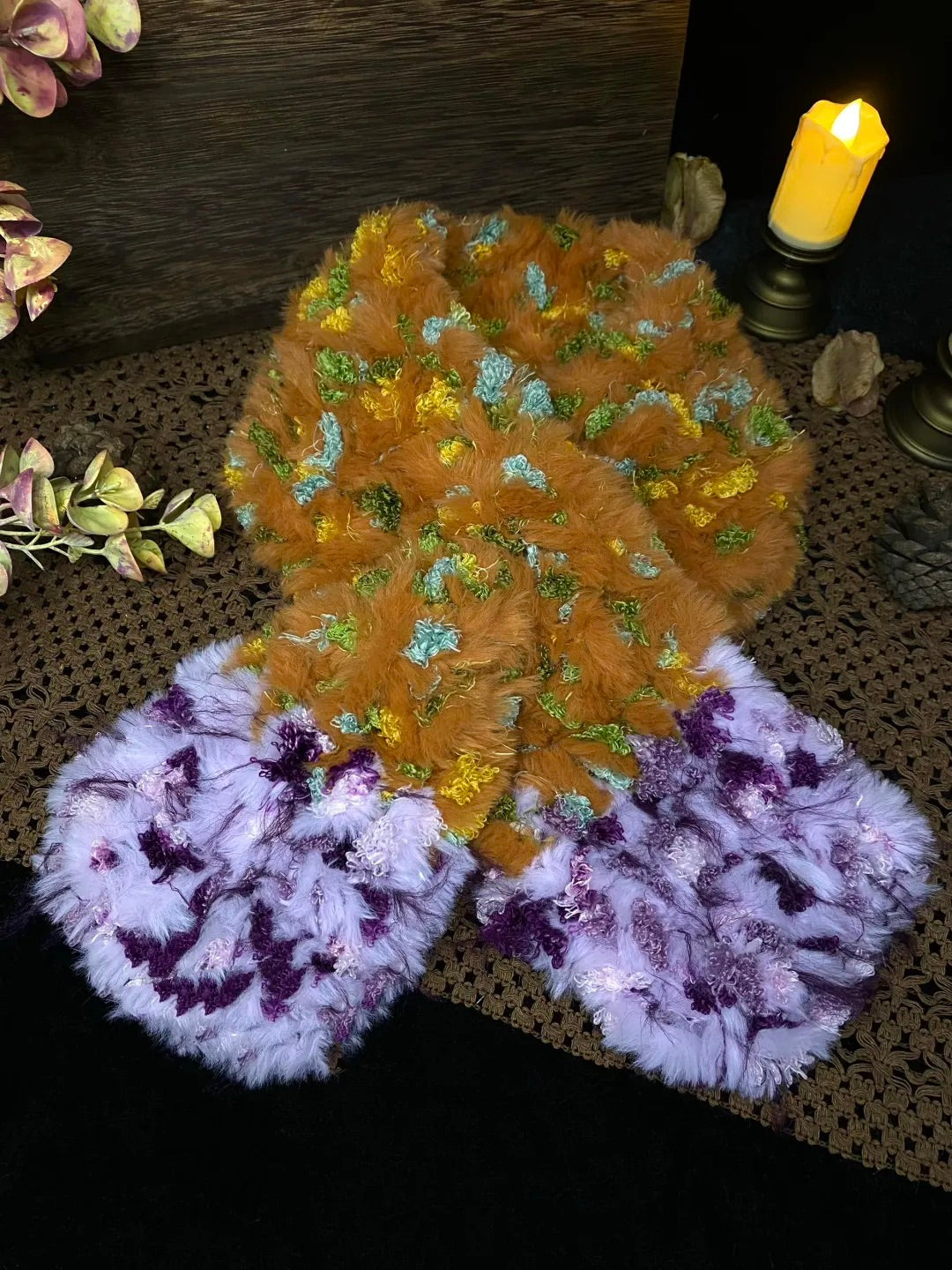 Pumpkin Purple Sweet Potato Crochet Scarf
