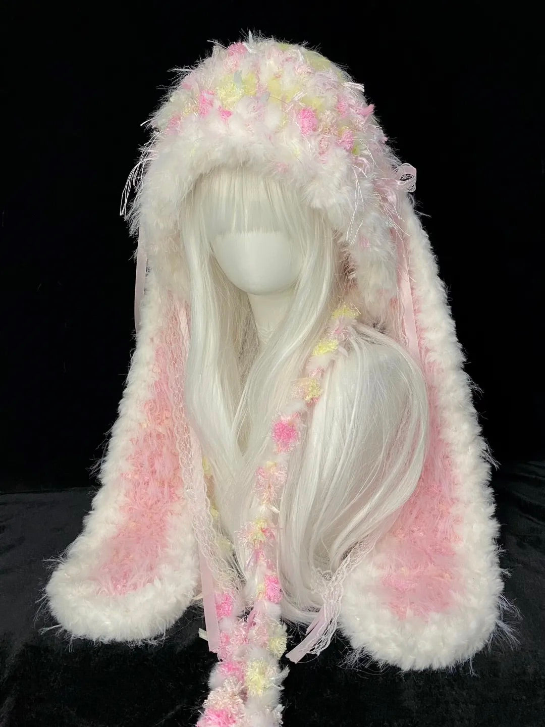 Pink Yellow Bunny Crochet Hat