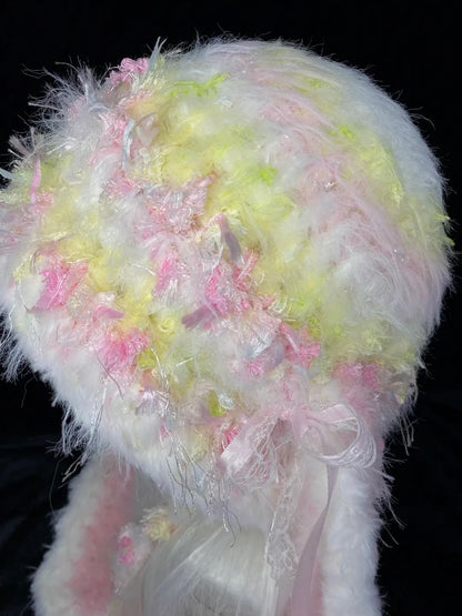 Pink Yellow Bunny Crochet Hat