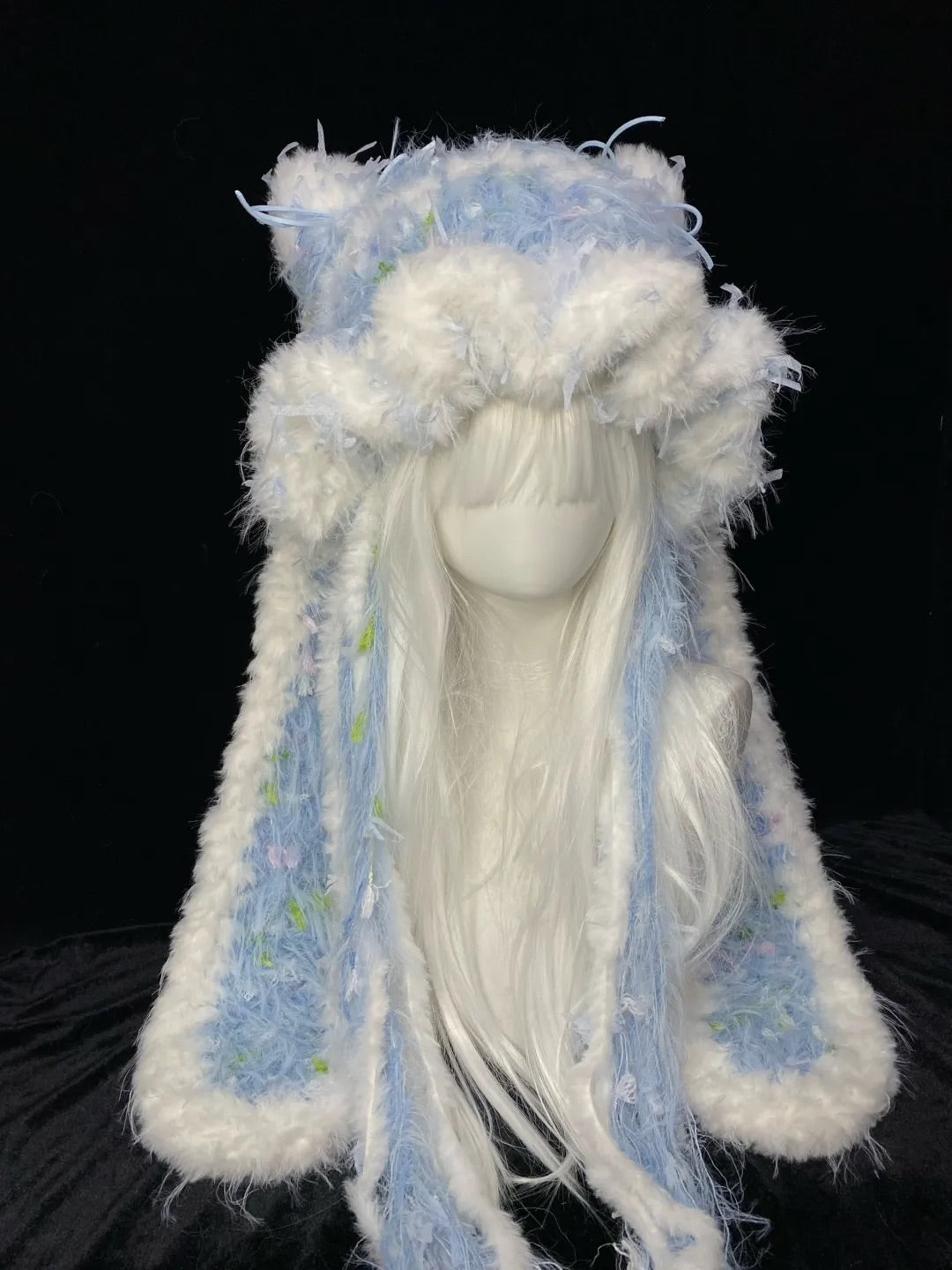 Blue Bunny Cat Ear Crochet Hat