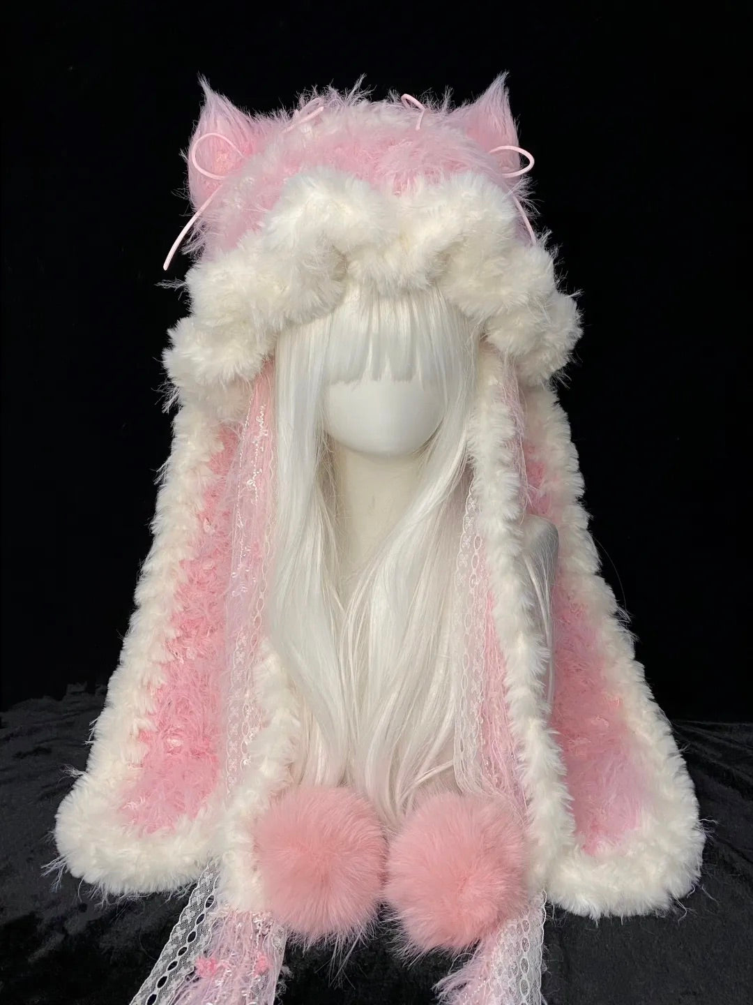 Pink Bunny Cat Ear Crochet Hat