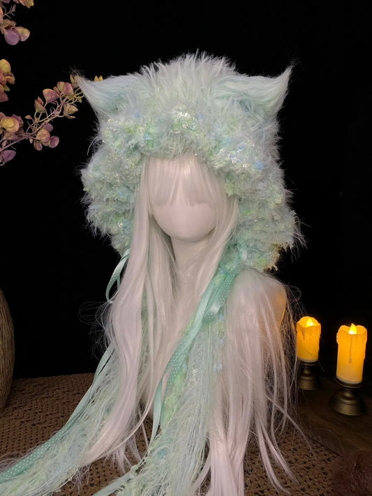 Mint Fox Ear Crochet Hat