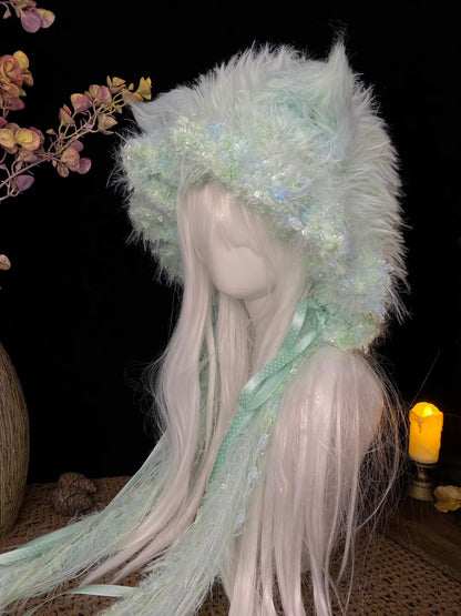 Mint Fox Ear Crochet Hat