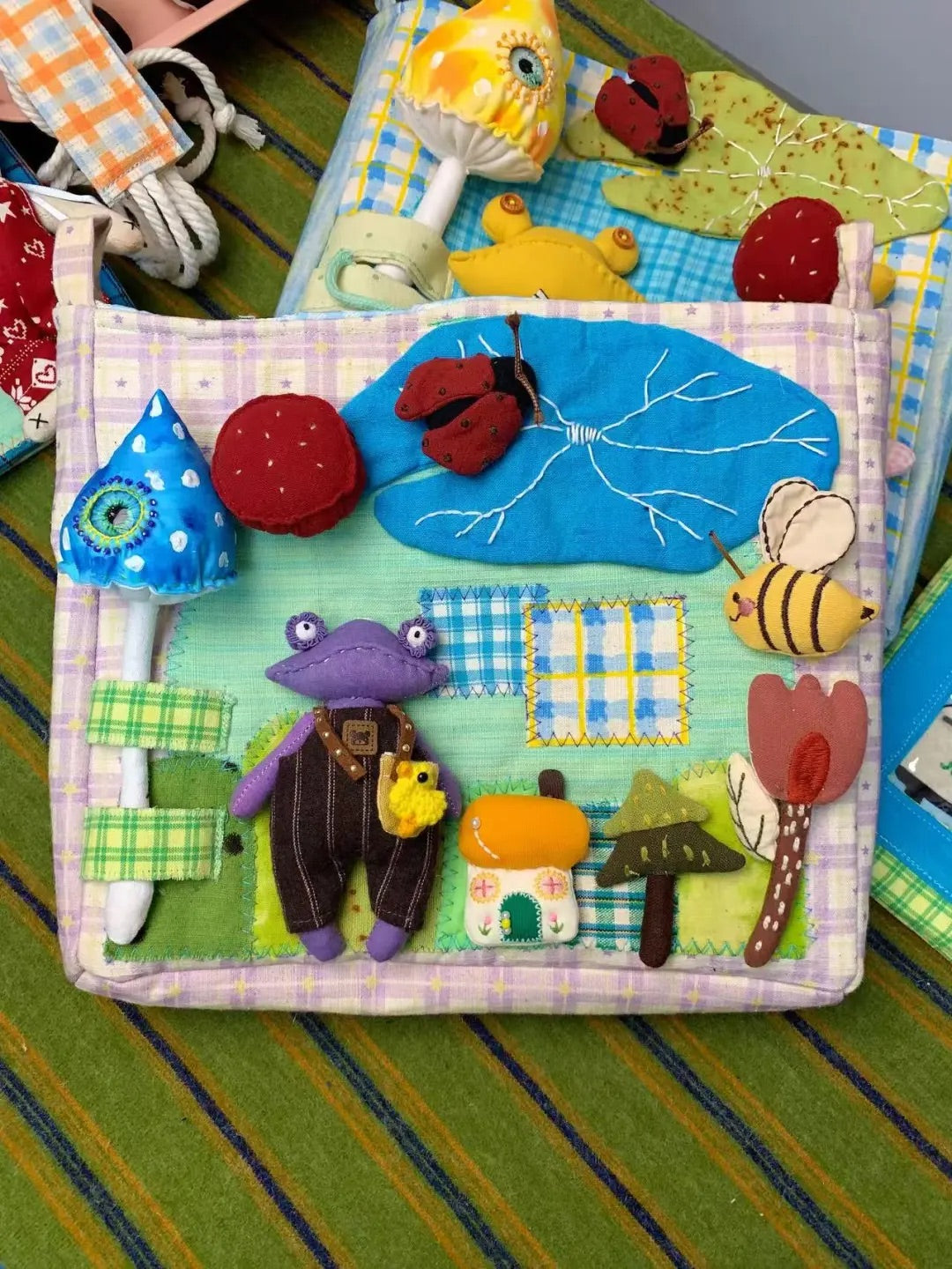 Handmade Woodland Frog Journey Fabric Bag