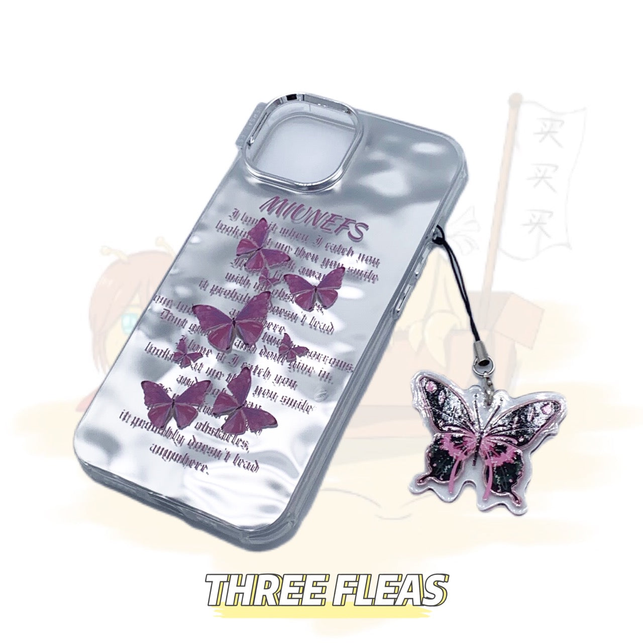Butterfly Puppy Pink Wave-shaped Phone Case