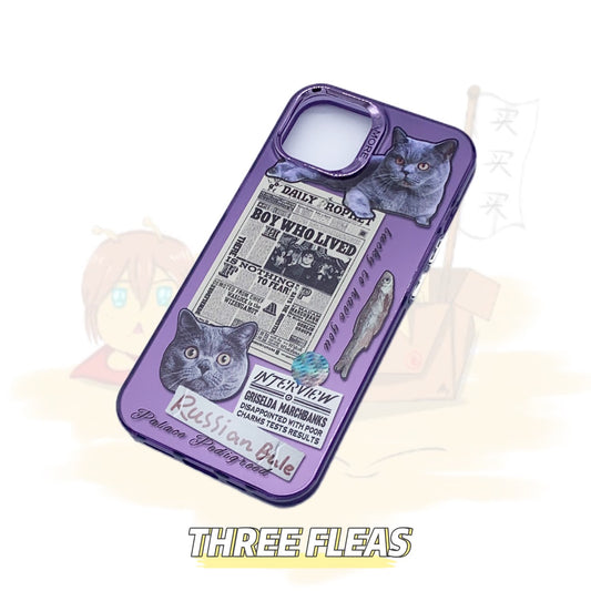 Blue Cat Reading Newspaper Phone Case