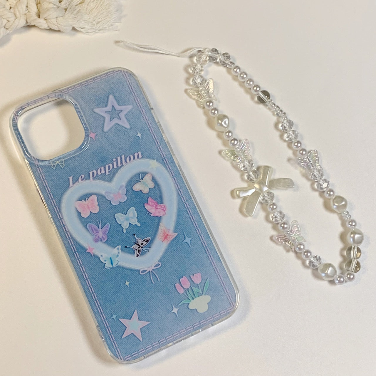 Denim Heart Print Phone Case