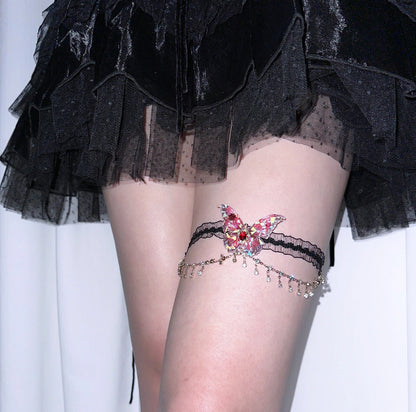 Red Butterfly Lace Leg Chain