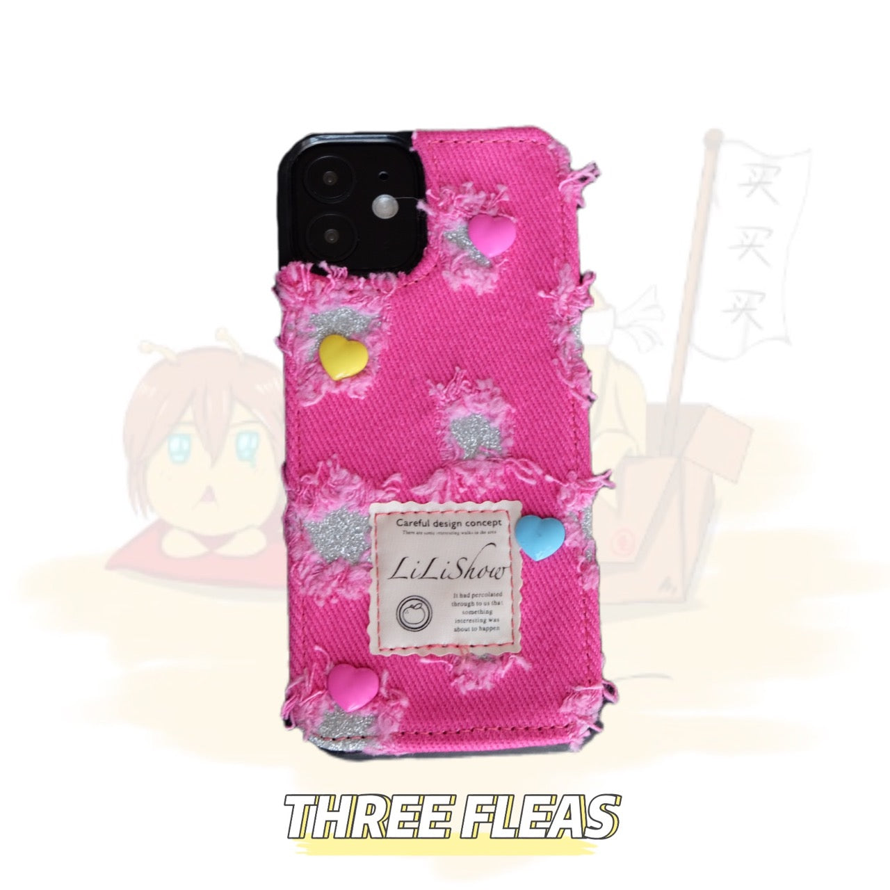 Pink Denim Patchwork Phone Case