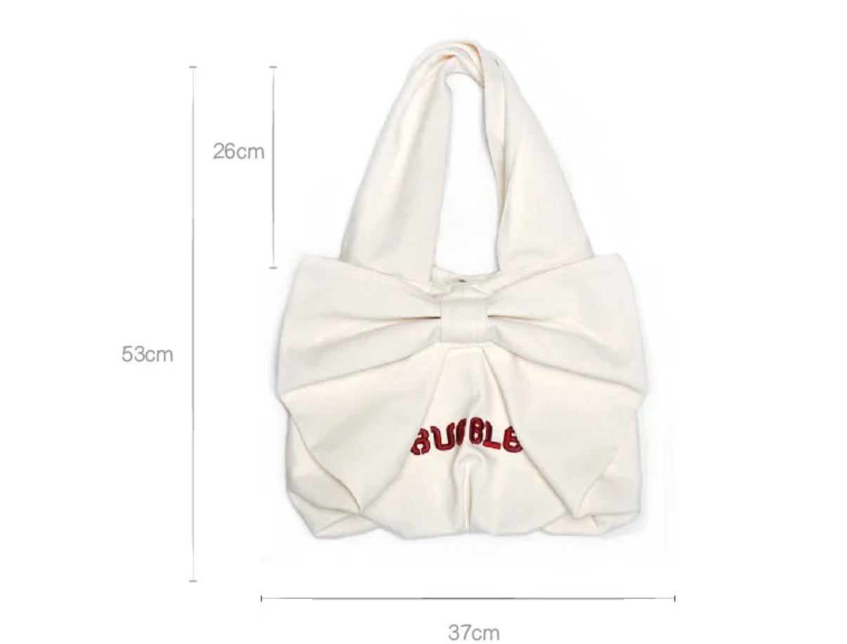 Cream Bow Shoulder Bag