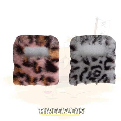 Leopard Print Furry Flip Phone Case
