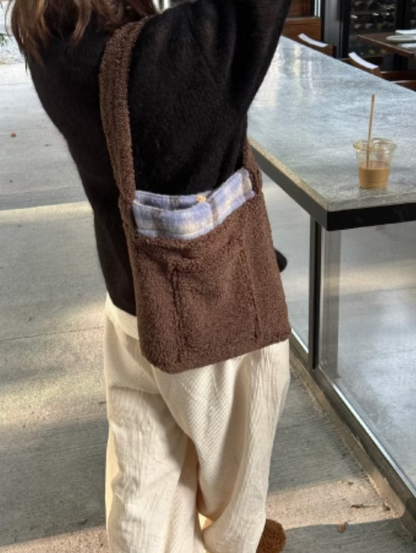 Icelandic Mocha Doubleface Plaid Shoulder Bag