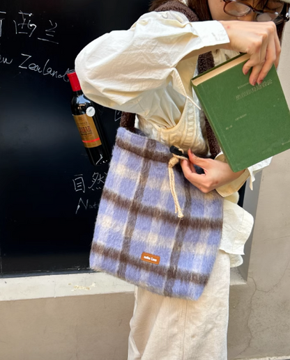 Icelandic Mocha Doubleface Plaid Shoulder Bag