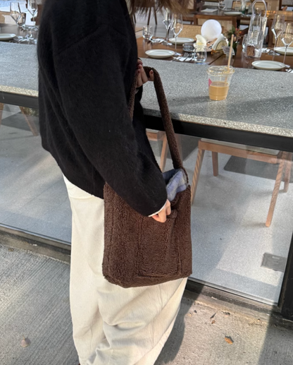 Icelandic Mocha Doubleface Plaid Shoulder Bag