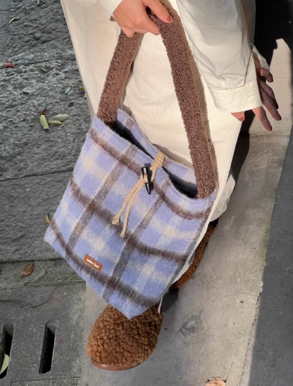 Icelandic Mocha Doubleface Plaid Shoulder Bag