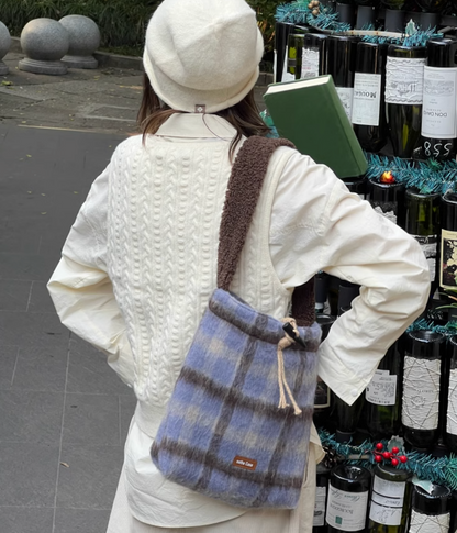 Icelandic Mocha Doubleface Plaid Shoulder Bag