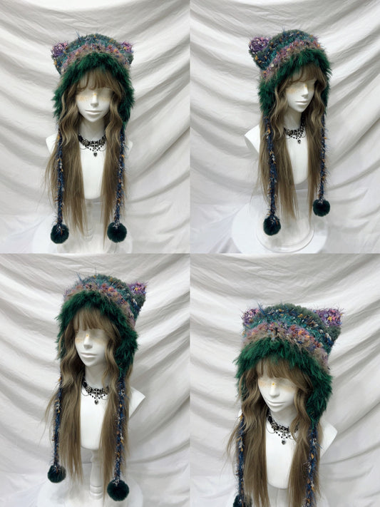 In Shades of Grape and Ivy Crochet Hat