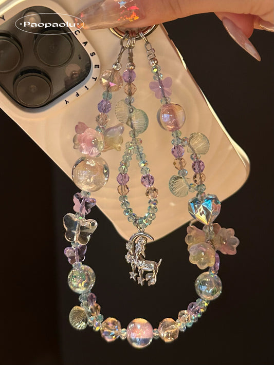 Iridescent Mermaid Beaded Phone Charm