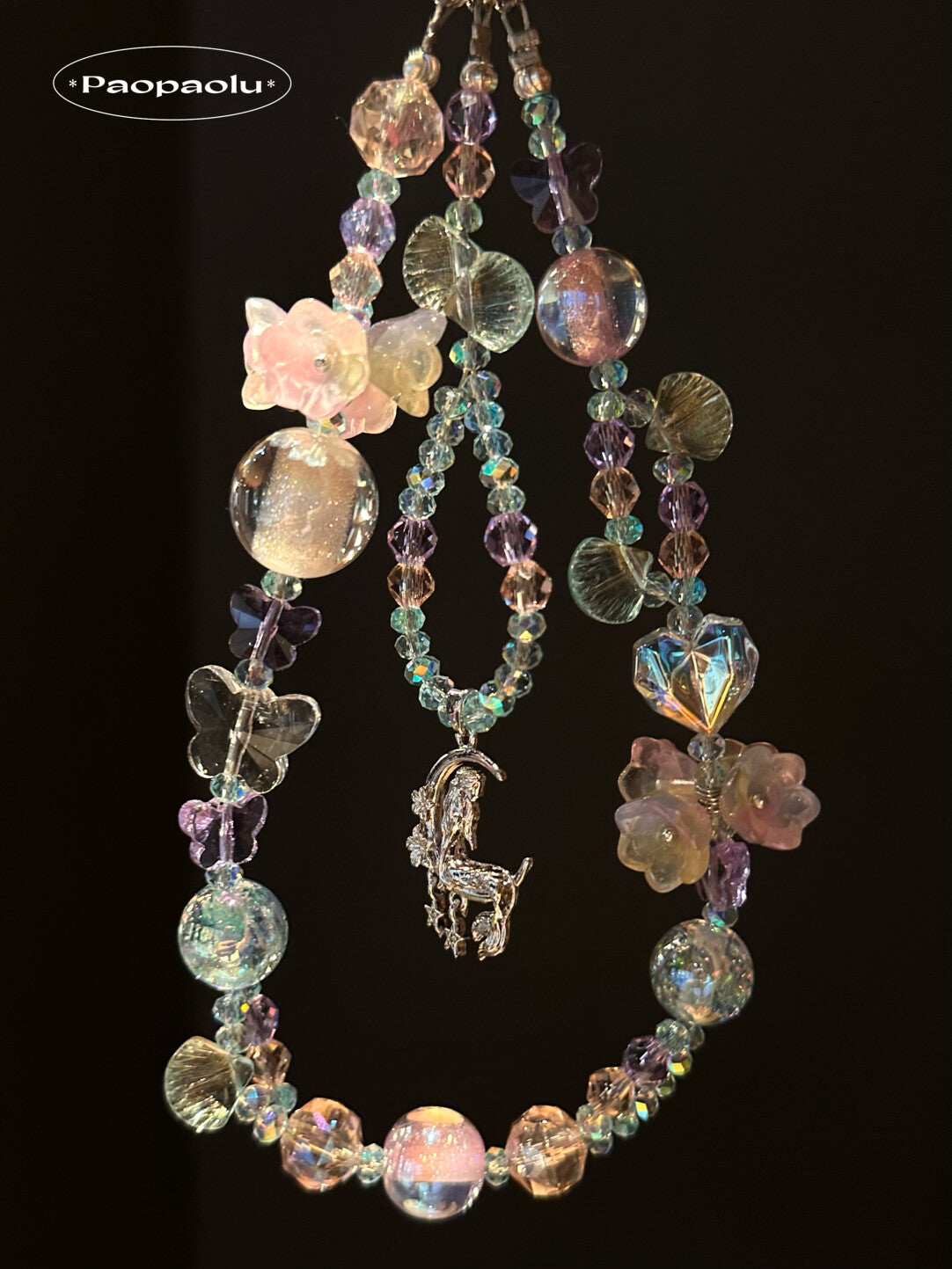 Iridescent Mermaid Beaded Phone Charm