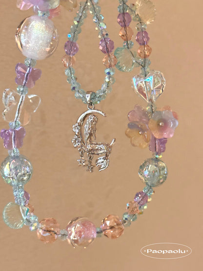 Iridescent Mermaid Beaded Phone Charm