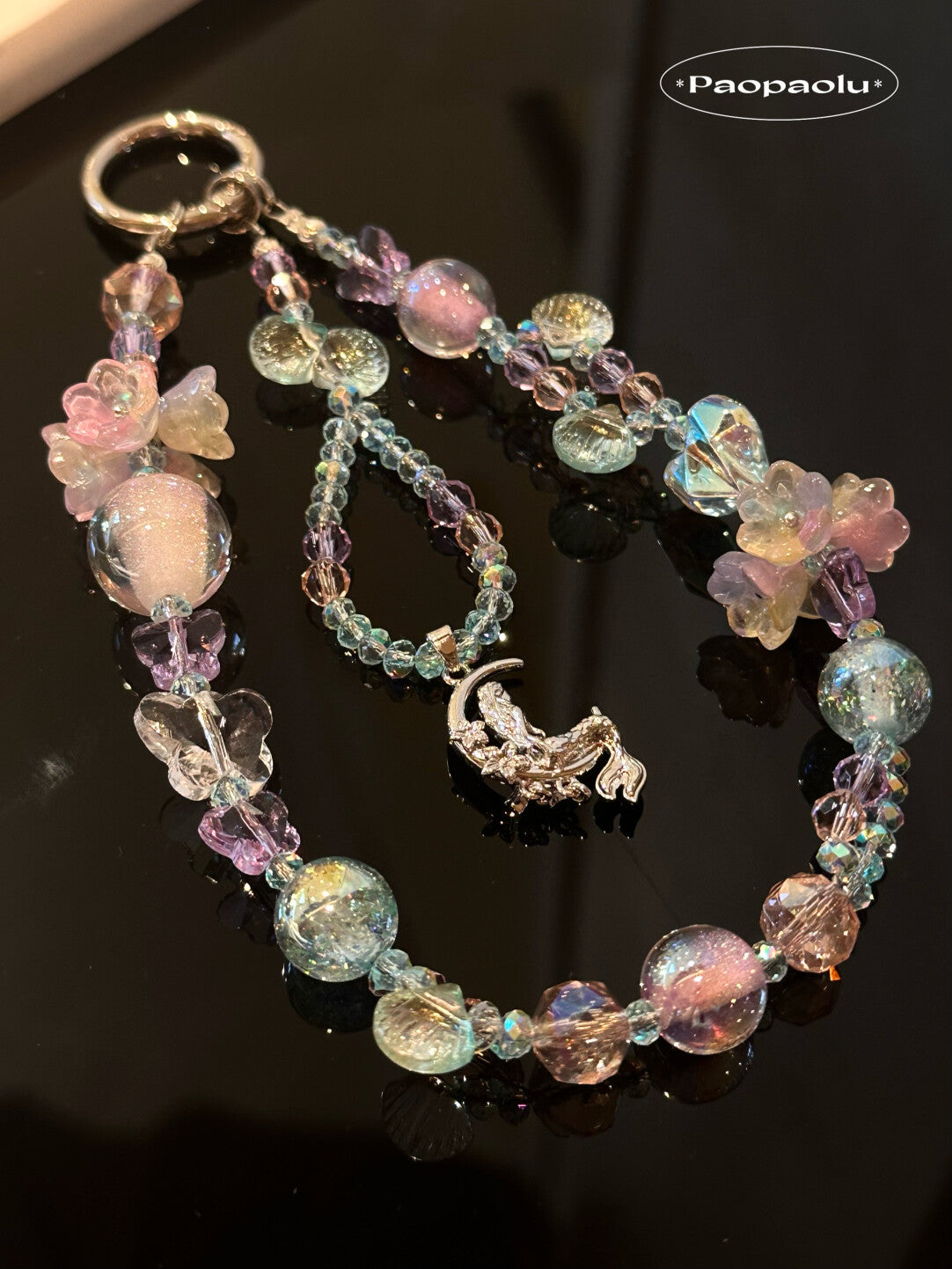 Iridescent Mermaid Beaded Phone Charm