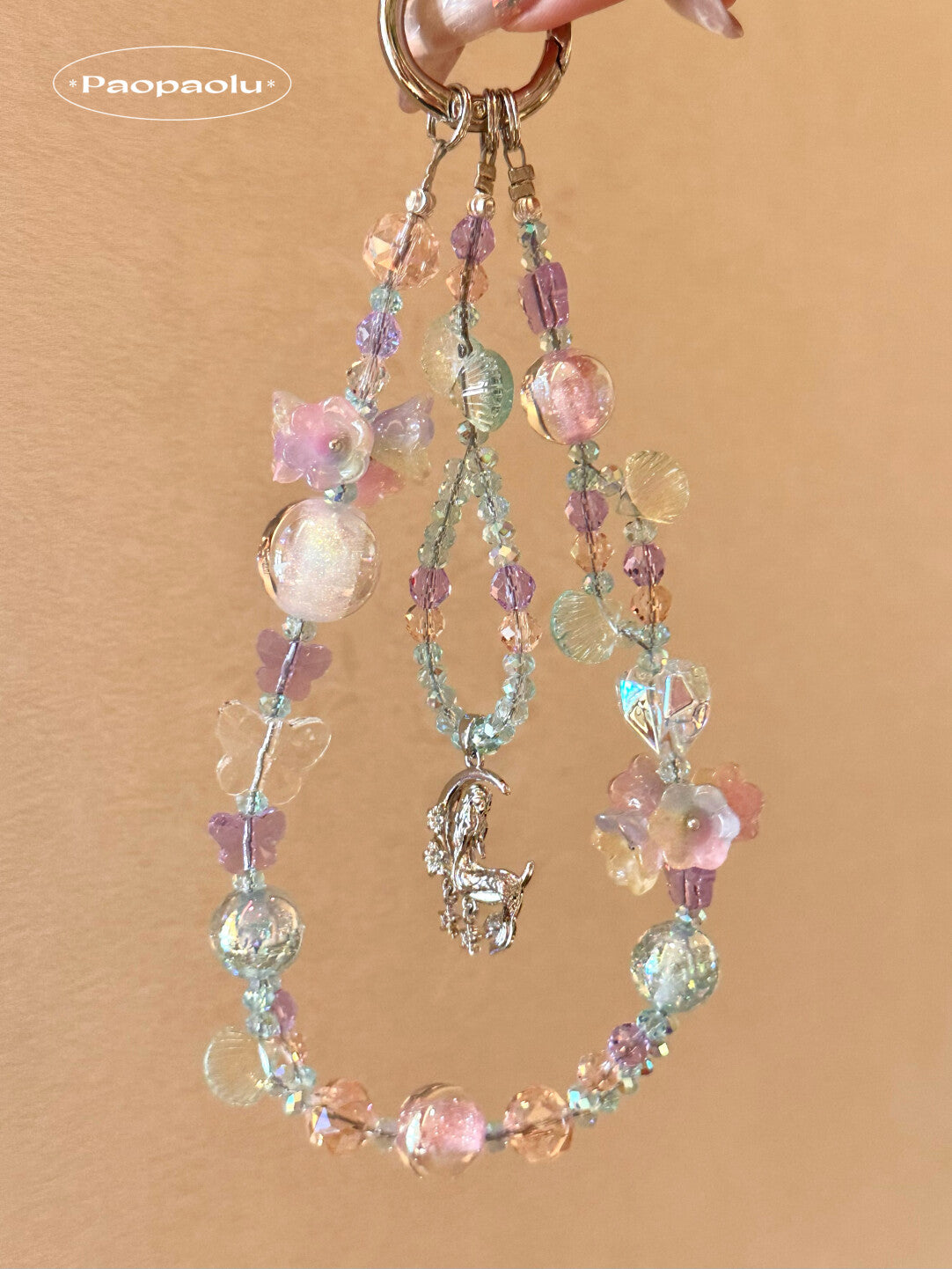 Iridescent Mermaid Beaded Phone Charm