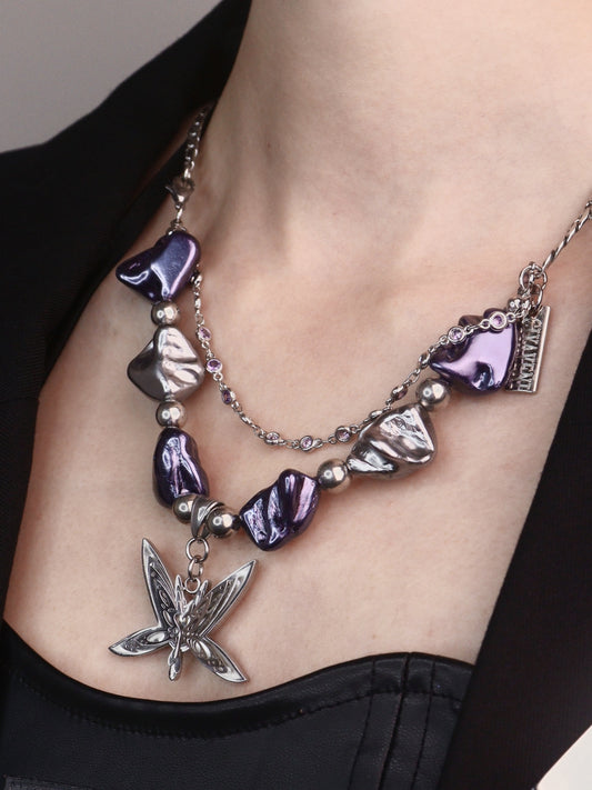 Irregular Metal Butterfly Charm Necklace