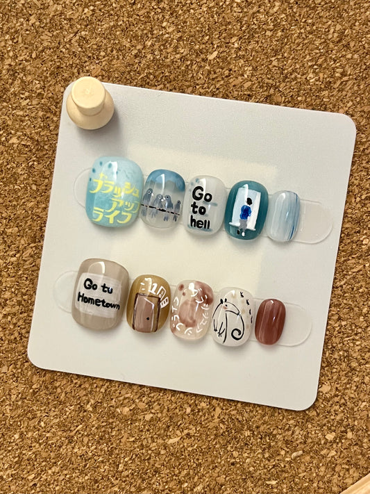 Japanese Style Restarting Life Press On Nails Set