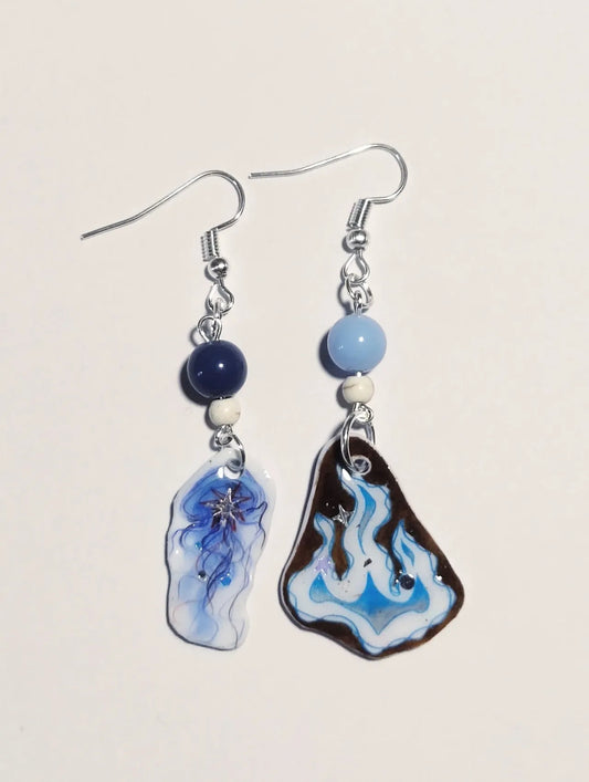 Jellyfish Fire Asymmetric Shrink Plastic Earring