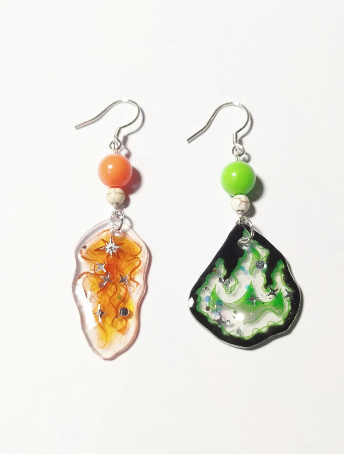 Jellyfish Fire Asymmetric Shrink Plastic Earring
