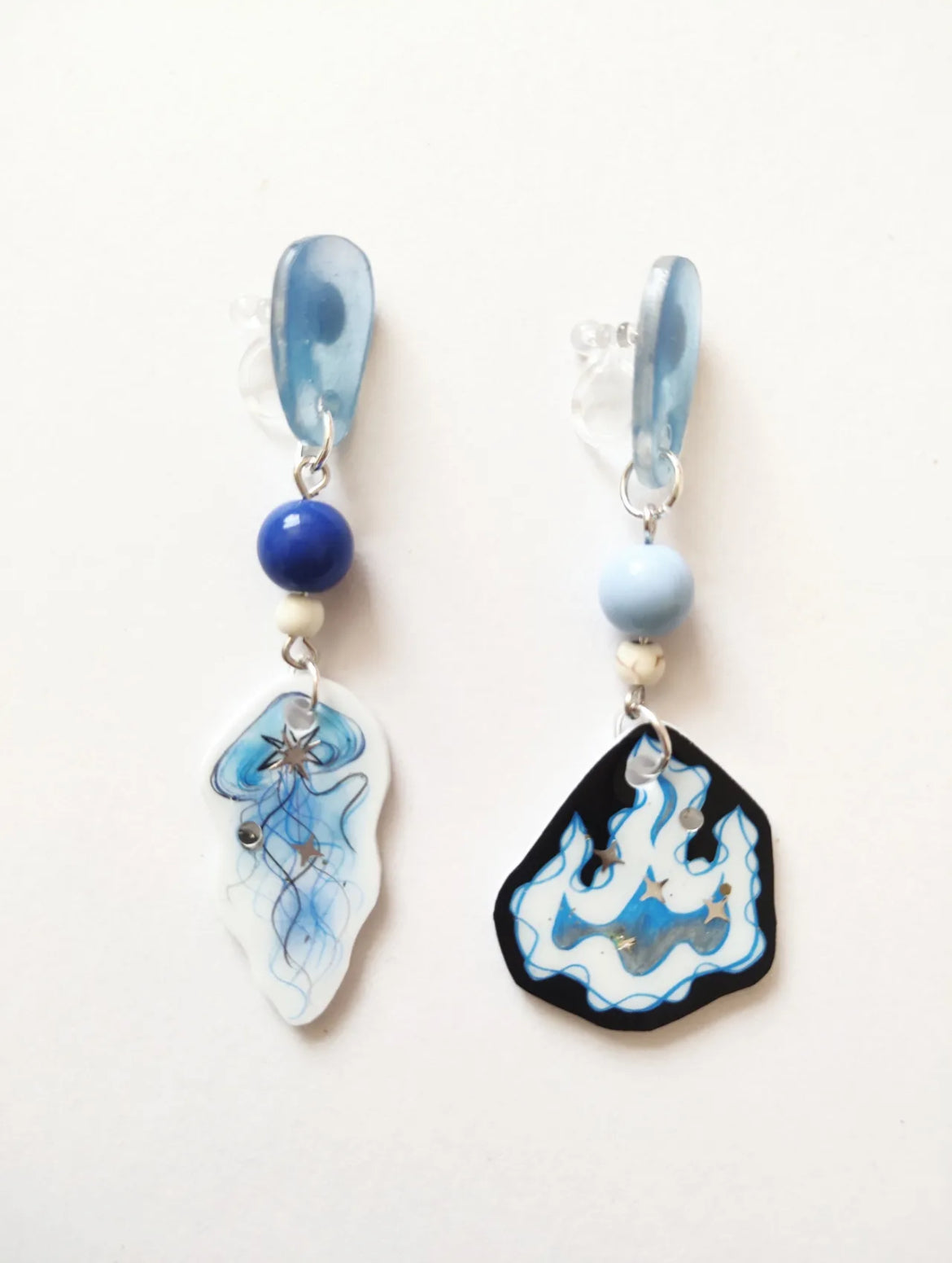 Jellyfish Fire Asymmetric Shrink Plastic Earring
