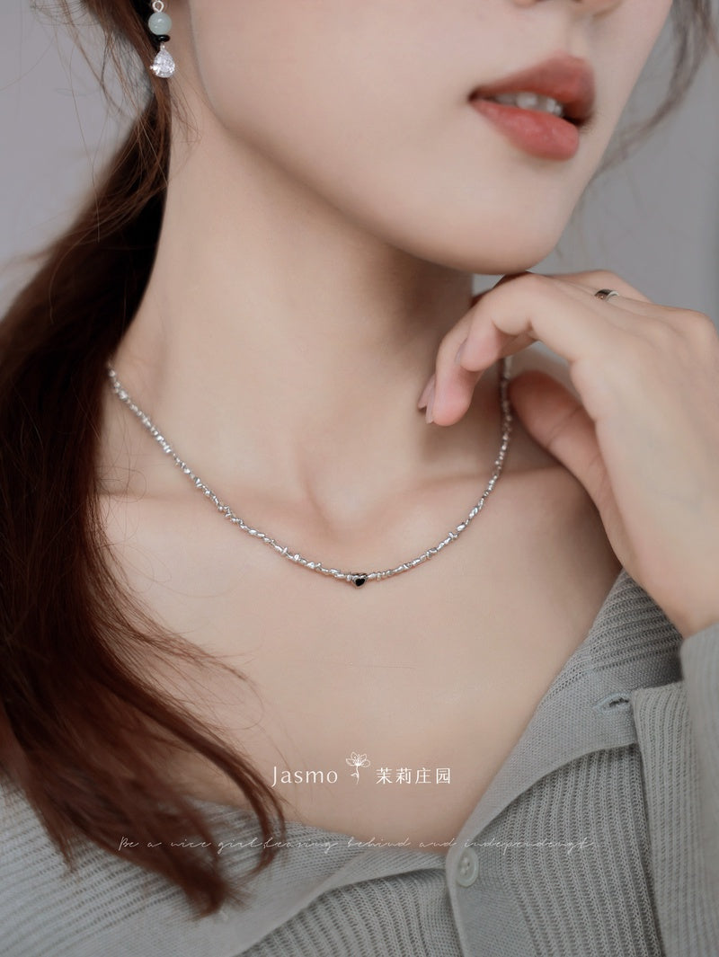 Keshi Irregular Silver Necklace