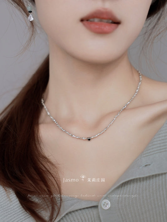 Keshi Irregular Silver Necklace