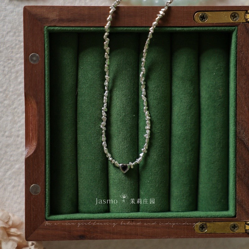 Keshi Irregular Silver Necklace