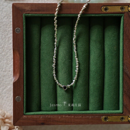 Keshi Irregular Silver Necklace