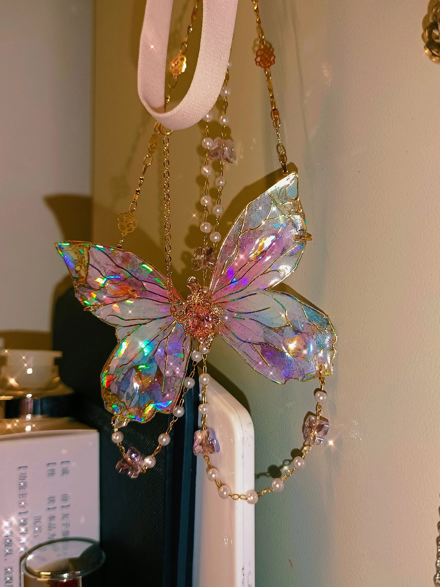 Lady Butterfly Pink Pearl Leg Chain