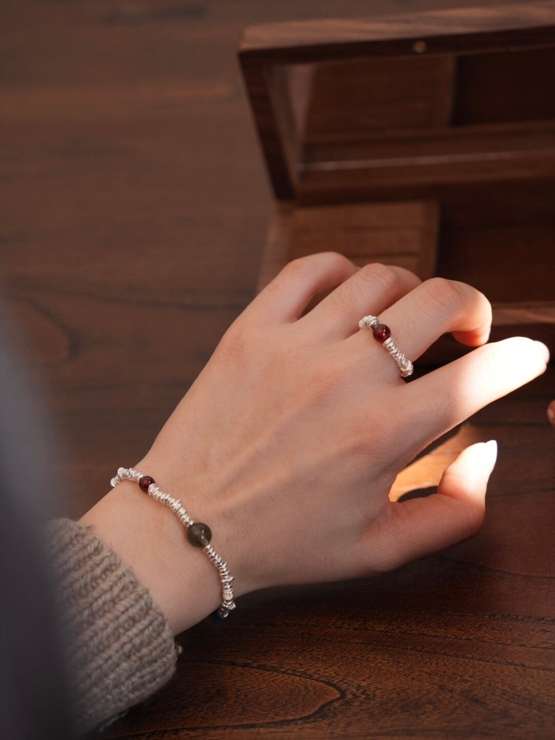 Chiang Mai Garnet Kyanite Beaded Bracelet