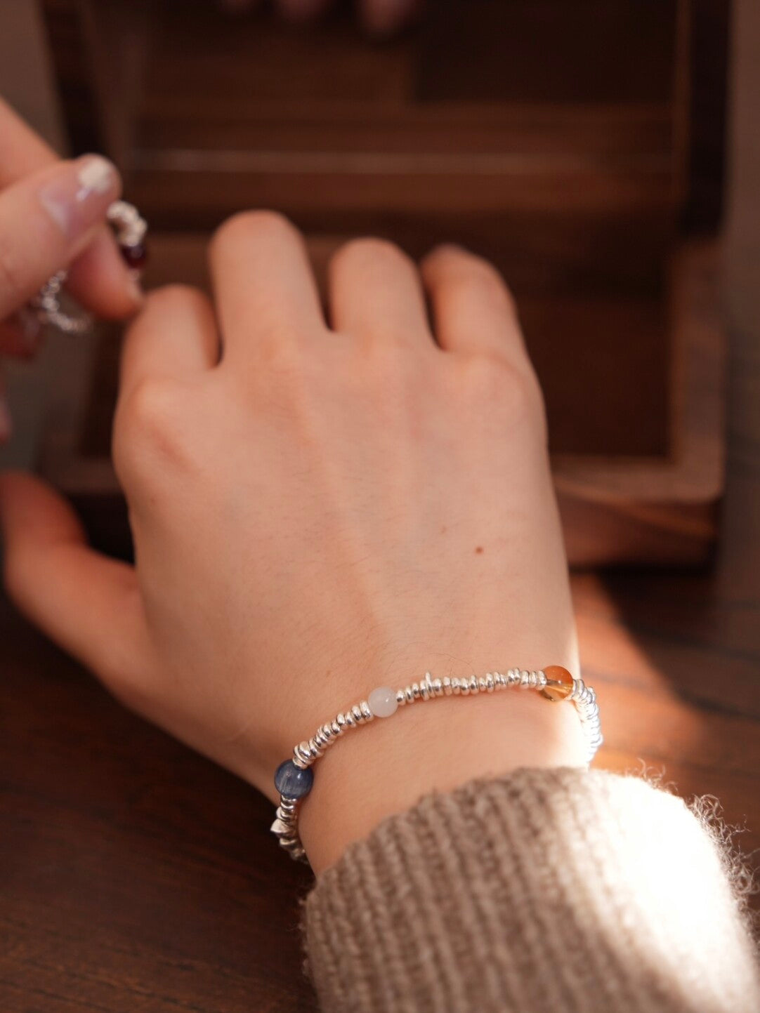 Chiang Mai Garnet Kyanite Beaded Bracelet