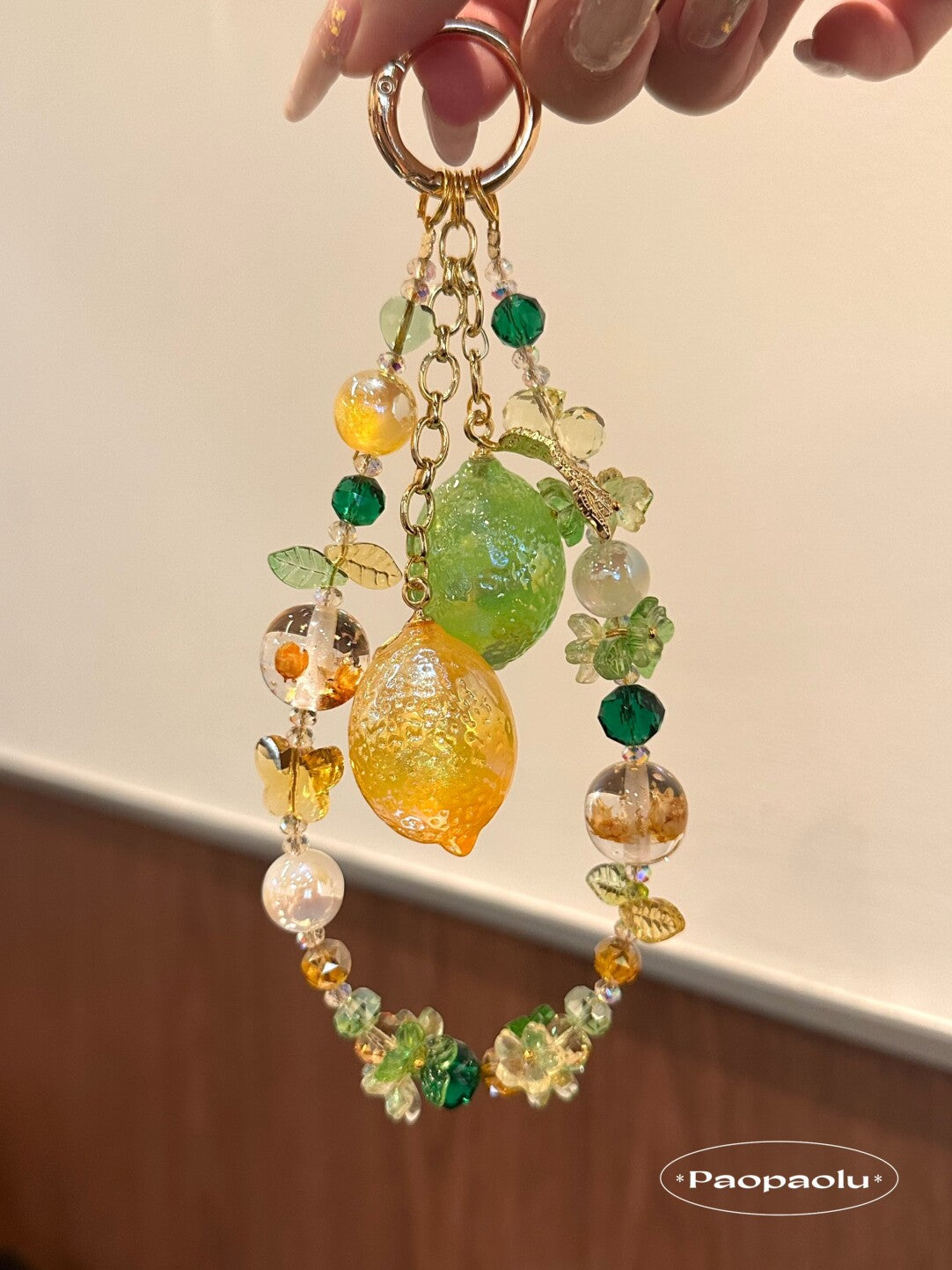 Lemon Beaded Phone Charm