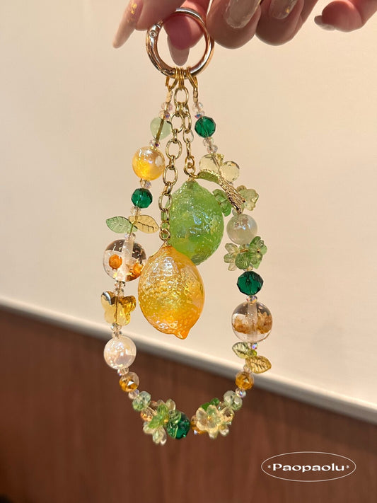 Lemon Beaded Phone Charm