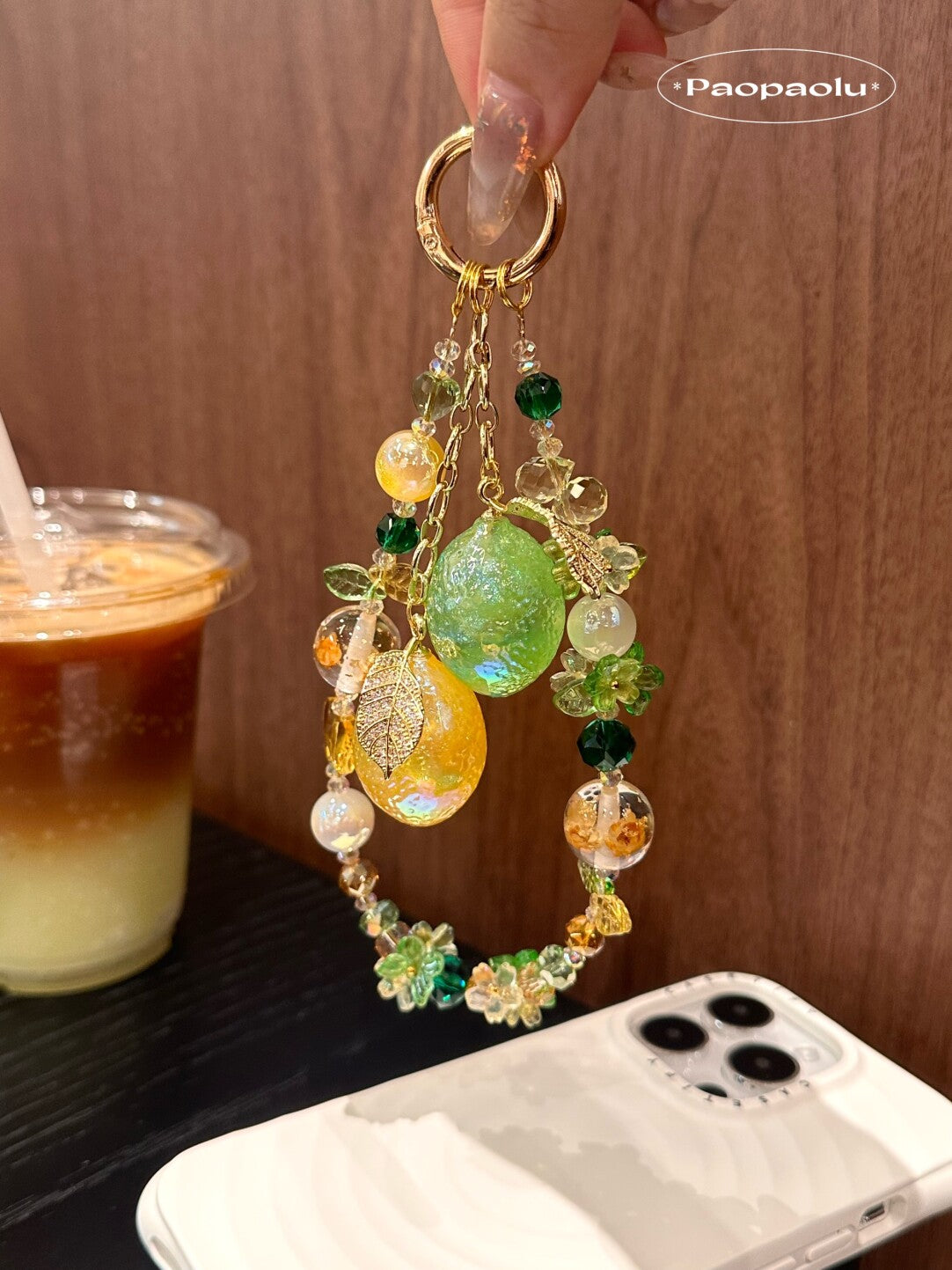 Lemon Beaded Phone Charm