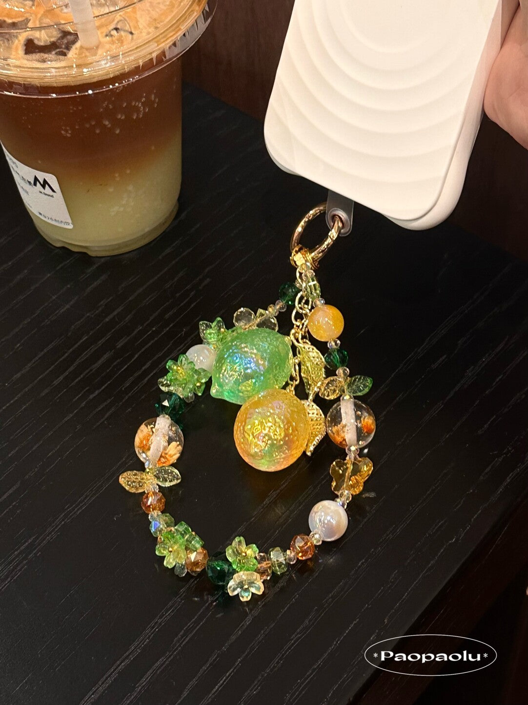 Lemon Beaded Phone Charm