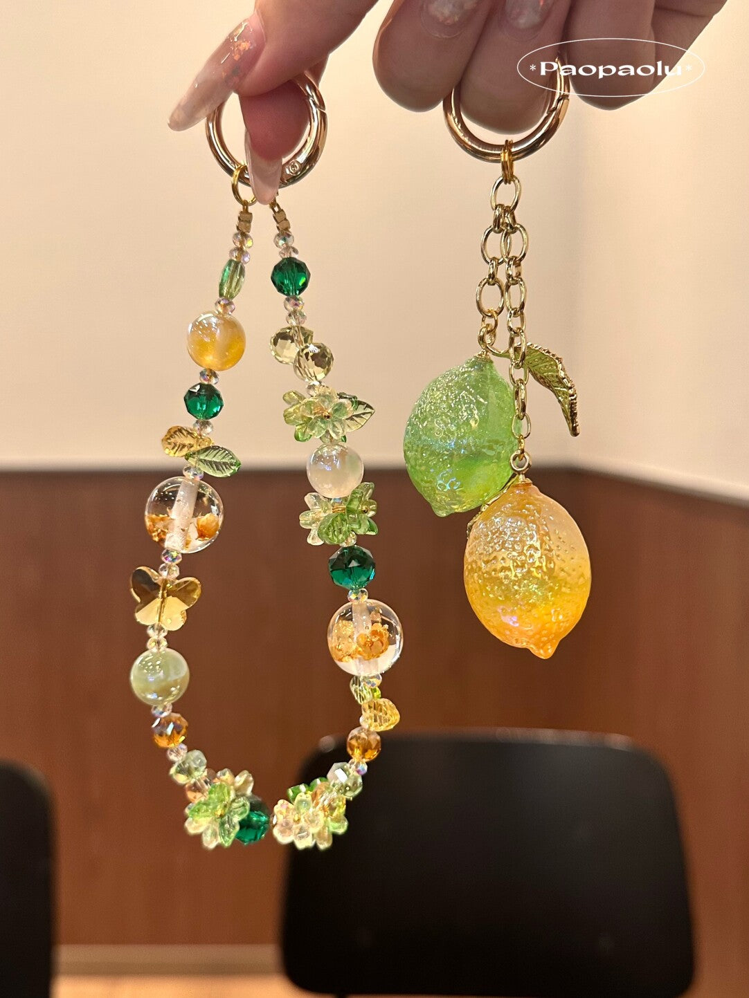 Lemon Beaded Phone Charm