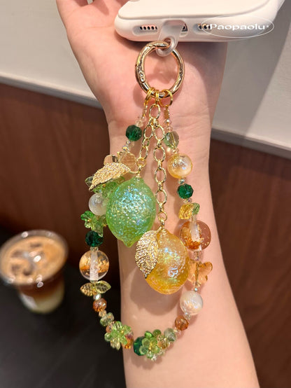 Lemon Beaded Phone Charm