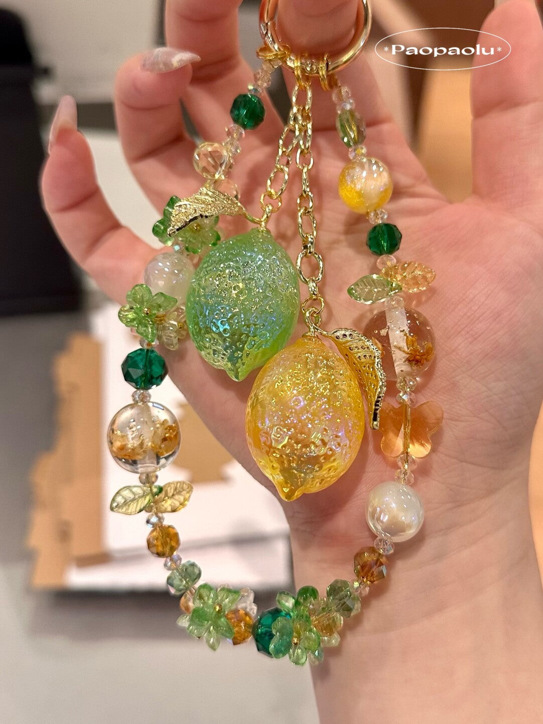 Lemon Beaded Phone Charm
