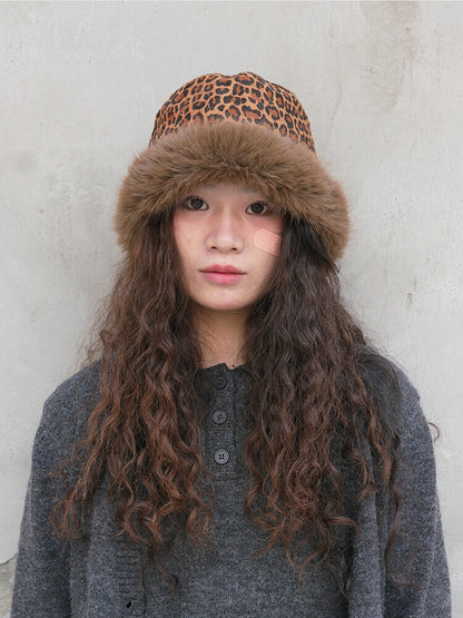 Leopard Plush Bucket Hat