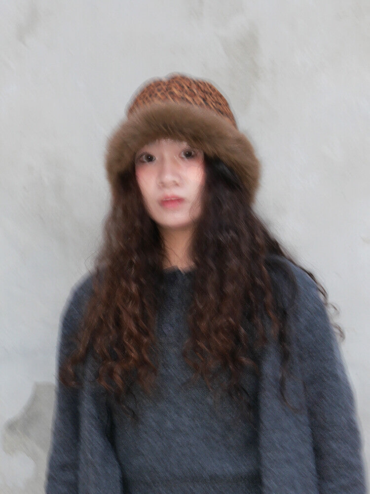 Leopard Plush Bucket Hat