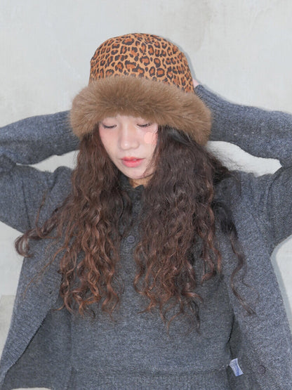 Leopard Plush Bucket Hat