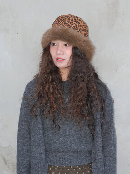 Leopard Plush Bucket Hat